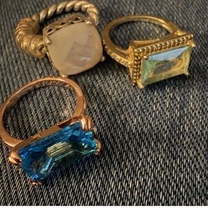 Elegant Gold and Gemstone Ring Set